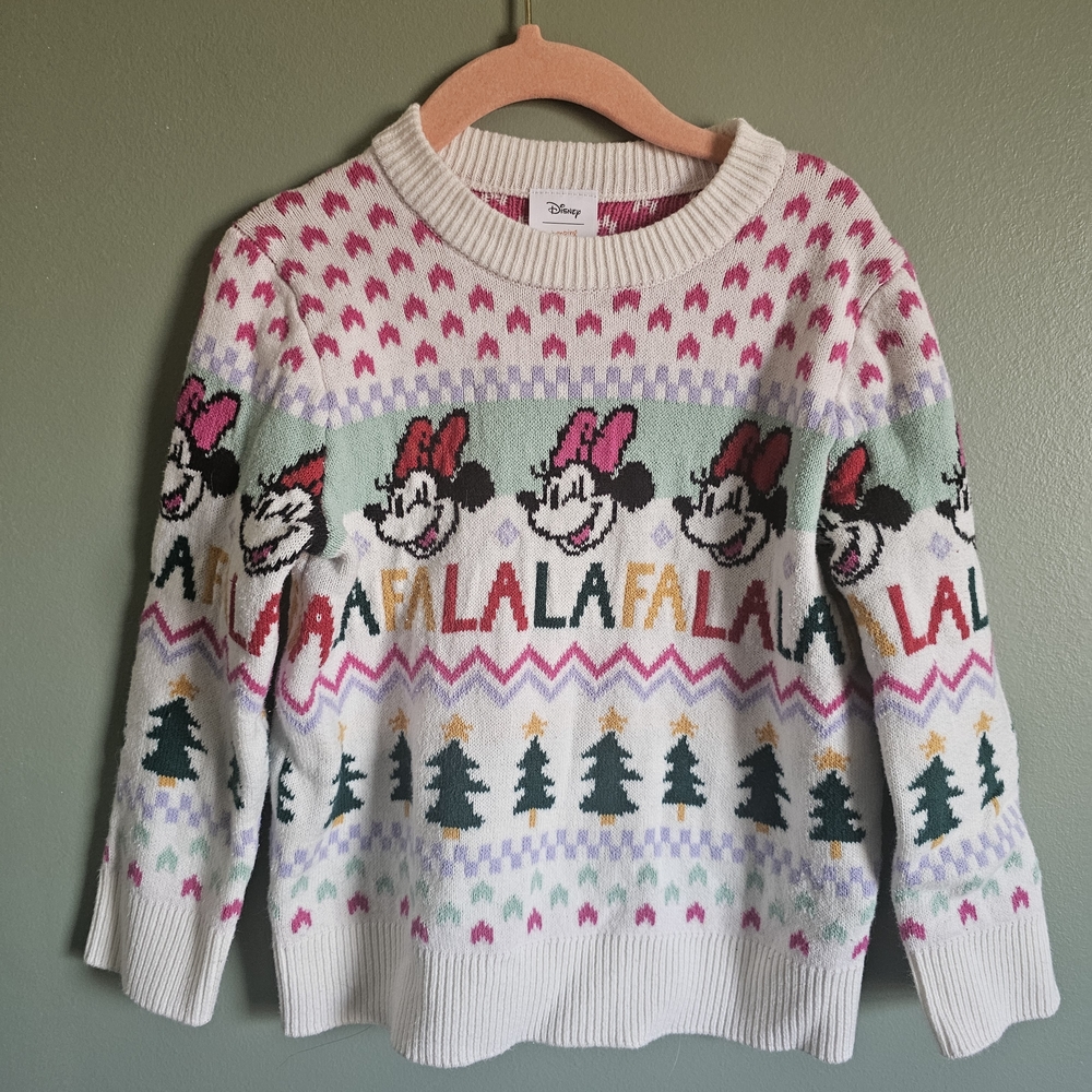 Disney Minnie Mouse Fa La La Holiday Sweater Kids - Picture 4 of 4